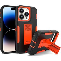 Mobigear Heavy Armor Stand iPhone 14 Pro Hülle Hardcase Backcover Stoßfest mit Ständer - Schwarz / Rot