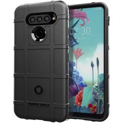 Mobigear Rugged Shield LG K51s Hülle Flexibles TPU Backcover Stoßfest - Schwarz