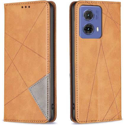 Mobigear Rhombus Slim Motorola Moto G85 Hülle Klapphülle - Cognac