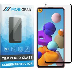 Mobigear Premium Samsung Galaxy A21s Panzerglas Gehärtetes Glas Displayschutz - Hüllenfreundlich - Schwarz