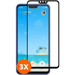 Mobigear Premium Xiaomi Mi Play Panzerglas Gehärtetes Glas Displayschutz - Hüllenfreundlich - Schwarz (3er Pack)