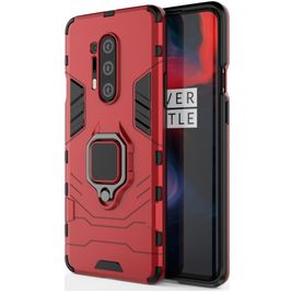 Mobigear Armor Ring OnePlus 8 Pro Hülle Hardcase Backcover Stoßfest mit Ringhalter - Rot