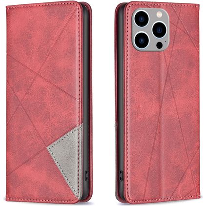 Mobigear Rhombus Slim iPhone 15 Pro Max Hülle Klapphülle - Rot