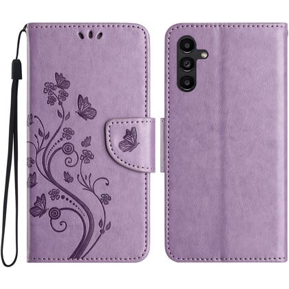 Mobigear Flowers Samsung Galaxy A36 Hülle Klapphülle Geldbörse - Lila