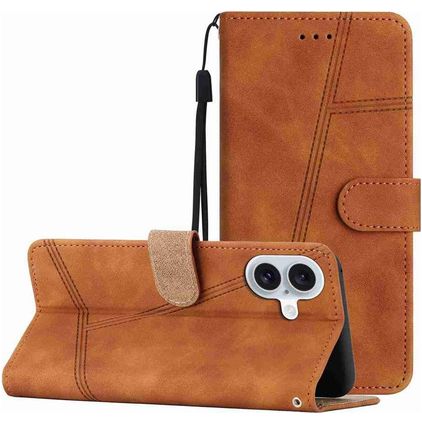 Mobigear Stitch iPhone 17 Hülle Klapphülle Geldbörse - Braun