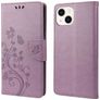 Mobigear Flowers iPhone 14 Hülle Klapphülle Geldbörse - Lila