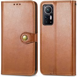Mobigear Snap Button Xiaomi 12X Hülle Klapphülle Geldbörse - Braun