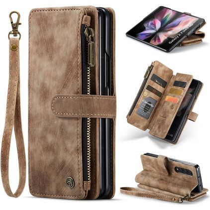 Caseme C30 Samsung Galaxy Z Fold 4 Hülle Klapphülle Geldbörse - Braun
