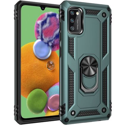 Mobigear Armor Ring Samsung Galaxy A41 Hardcase Backcover Shockproof mit Ringhalter - Grün