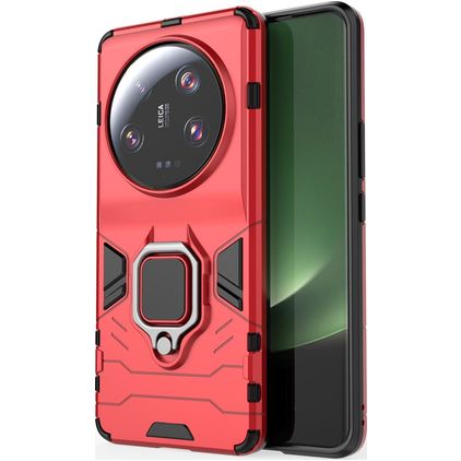 Mobigear Armor Ring Xiaomi 13 Ultra Hardcase Backcover Shockproof mit Ringhalter - Rot