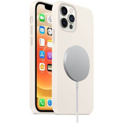 Mobigear Rubber Touch iPhone 12 Pro Silikon MagSafe Hülle Backcover - Weiß