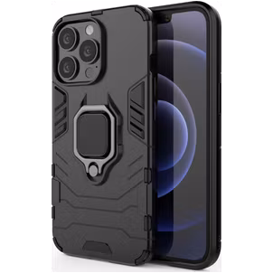Mobigear Armor Ring iPhone 13 Pro Hülle Hardcase Backcover Stoßfest mit Ringhalter - Schwarz