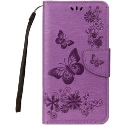 Mobigear Butterfly Samsung Galaxy A8 (2018) Hülle Klapphülle Geldbörse - Lila