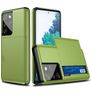 Mobigear Card Samsung Galaxy S21 Ultra Hülle Hardcase Backcover Stoßfest mit Kartenhalter - Grün