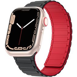 Mobigear Loop Mag Silikon Apple Watch Armband Magnetverschluss - 42/41/40/38 mm - Schwarz / Rot