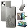 Mobigear Clover iPhone 15 Plus Hülle Klapphülle Geldbörse - Grau