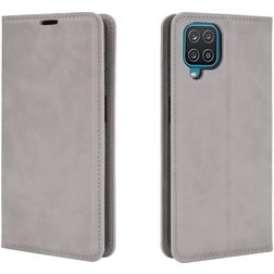 Mobigear Retro Slim Samsung Galaxy A12 Hülle Klapphülle Geldbörse - Grau