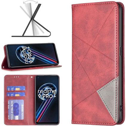 Mobigear Rhombus Slim Realme 9 Pro Plus Hülle Klapphülle - Rot
