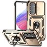 Mobigear Armor Ring Cam Slide Samsung Galaxy A54 Hülle Hardcase Backcover Stoßfest mit Ringhalter und Kamera Slider - Gold