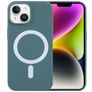 Mobigear Rubber Touch iPhone 15 Silikon MagSafe Hülle Backcover - Grün