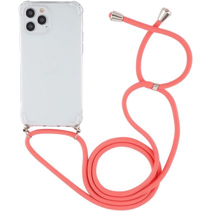 Mobigear Lanyard iPhone 12 Pro Max Flexibles TPU Handykette - Transparent / Rot
