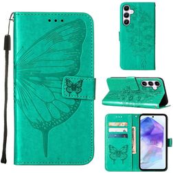 Mobigear Butterfly Samsung Galaxy A55 Klapphülle Portemonnaie - Grün