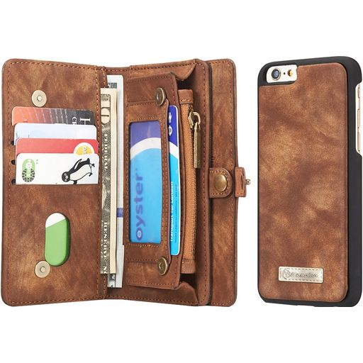 Caseme 008 iPhone 6s Hülle Abnehmbare 2in1 Klapphülle Geldbörse - Braun