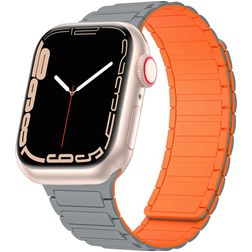Mobigear Loop Mag Silikon Apple Watch Armband Magnetverschluss - 49/46/45/44 mm - Grau / Orange