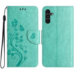 Mobigear Flowers Samsung Galaxy A56 Hülle Klapphülle Geldbörse - Grün