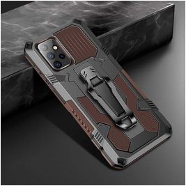 Mobigear Armor Stand Samsung Galaxy A72 Hülle Hardcase Backcover Stoßfest mit Ständer - Braun