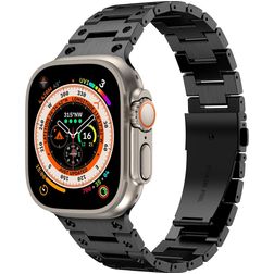 Mobigear Amsterdam Edelstahl Apple Watch Armband Faltschließe - 49/46/45/44 mm - Schwarz