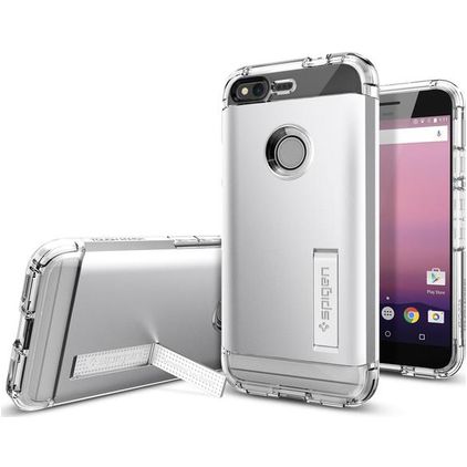 Spigen Tough Armor Google Pixel Hülle Hardcase Backcover Stoßfest - Satin Silver