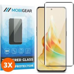 Mobigear Premium OPPO Reno 8T 5G Panzerglas Gehärtetes Glas Displayschutz - Hüllenfreundlich - Schwarz (3er Pack)