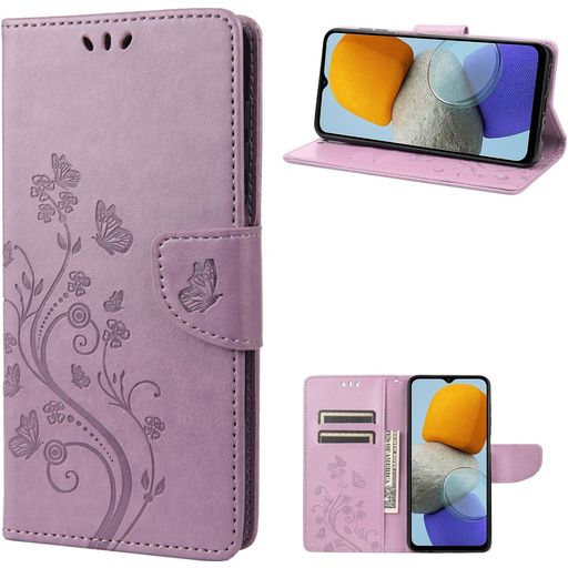 Mobigear Flowers Samsung Galaxy M23 Hülle Klapphülle Geldbörse - Lila
