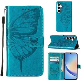 Mobigear Butterfly Samsung Galaxy A35 Hülle Klapphülle Geldbörse - Blau