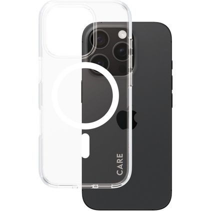 CARE by PanzerGlass Flagship iPhone 16 Pro MagSafe Hülle Hardcase Backcover - Transparent / Weiß