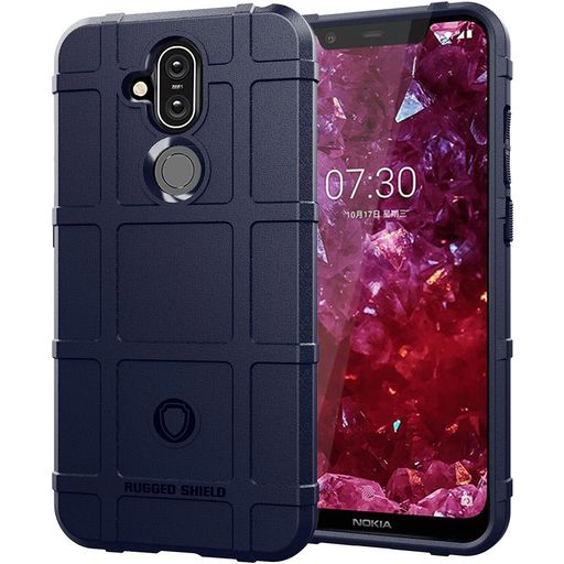 Mobigear Rugged Shield Nokia 8.1 Hülle Flexibles TPU Backcover Stoßfest - Dunkelblau