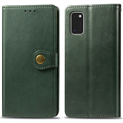 Mobigear Snap Button Samsung Galaxy A41 Hülle Klapphülle Geldbörse - Grün