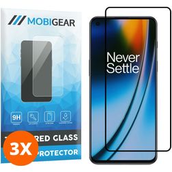 Mobigear Premium OnePlus Nord 2 Panzerglas Gehärtetes Glas Displayschutz - Hüllenfreundlich - Schwarz (3er Pack)