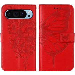 Mobigear Butterfly Google Pixel 9 Hülle Klapphülle Geldbörse - Rot