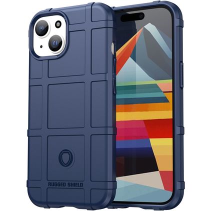 Mobigear Rugged Shield iPhone 15 Hülle Flexibles TPU Backcover Stoßfest - Blau
