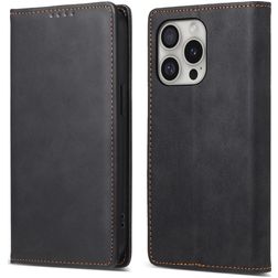 Mobigear Wallet iPhone 16 Pro Hülle Klapphülle Geldbörse - Schwarz