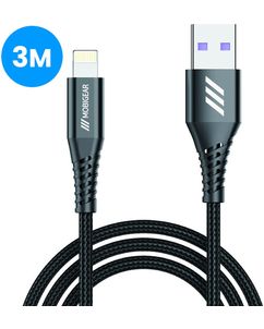 Mobigear Nylon USB-A auf Apple Lightning Kabel MFI 3 m - Schwarz