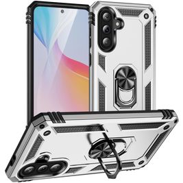 Mobigear Armor ring Samsung Galaxy A37 Hülle Hardcase Backcover Stoßfest mit Ringhalter - Silber