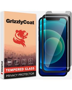 GrizzlyCoat Easy Fit AntiSpy iPhone 12 Mini Panzerglas Gehärtetes Glas Displayschutz Privacy - Hüllenfreundlich + Applikator