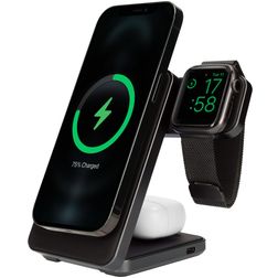 Mobiparts Foldable 3 in 1 Ladestation Qi 15W - Schwarz