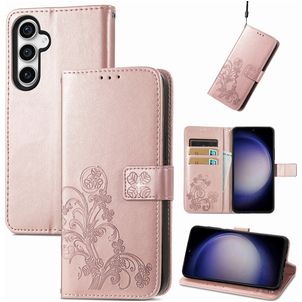 Mobigear Clover Samsung Galaxy S23 FE Hülle Klapphülle Geldbörse - Roségold
