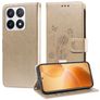 Mobigear Flowers Xiaomi 14T Pro Hülle Klapphülle Geldbörse - Gold