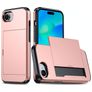 Mobigear Card iPhone 16e Hülle Hardcase Backcover Stoßfest mit Kartenhalter - Roségold
