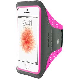 Mobiparts Comfort Fit Handyhalterung Joggen iPhone SE (2016) Sporthülle Neopren Sportarmband - Neon Pink